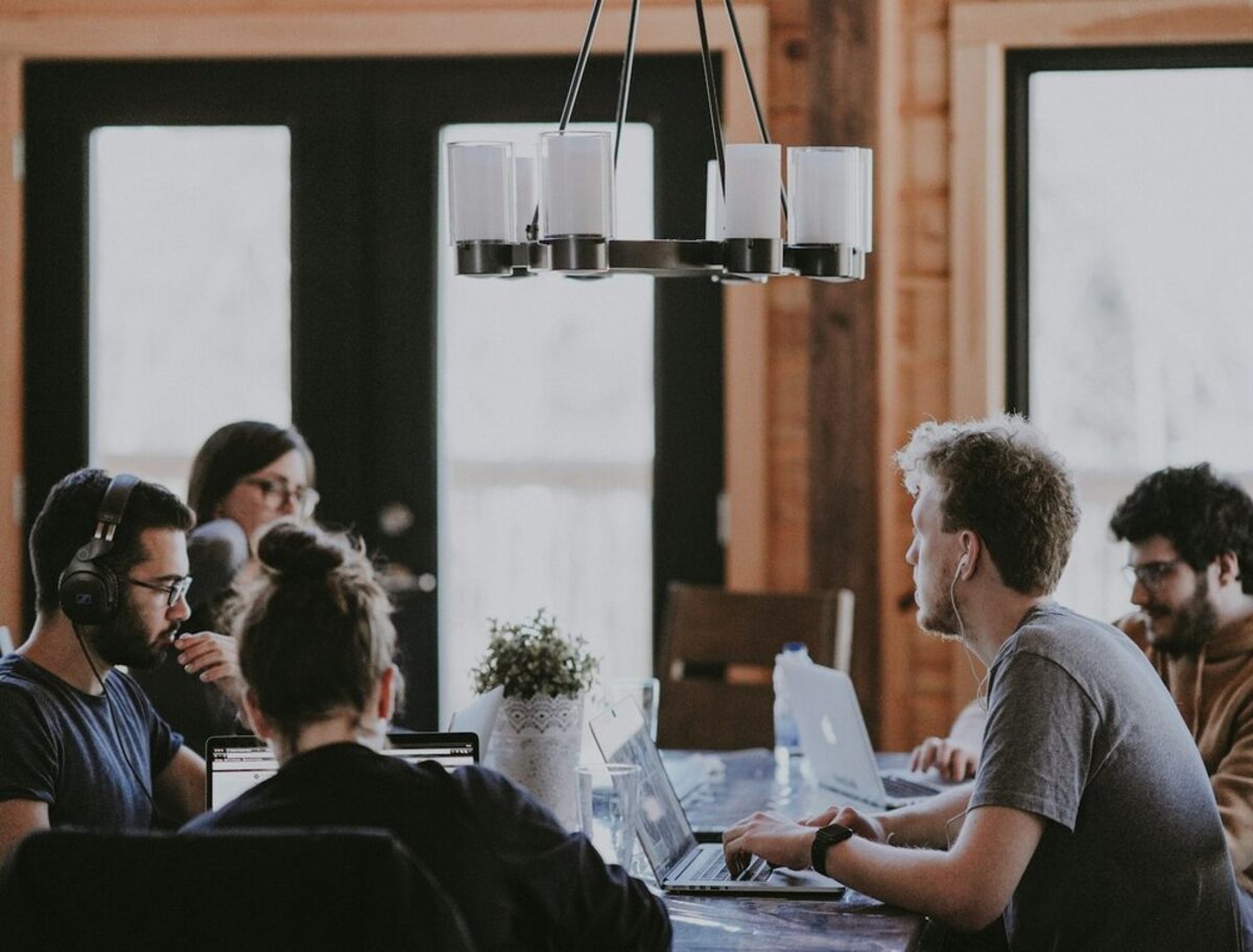 Professionals reviewing a marketing strategy together