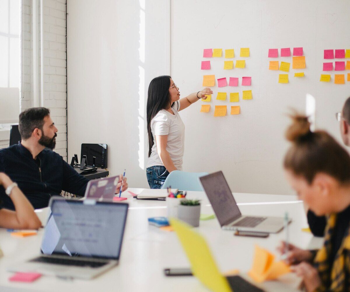 Bluesky Brandworks marketing team collaborating in a modern office